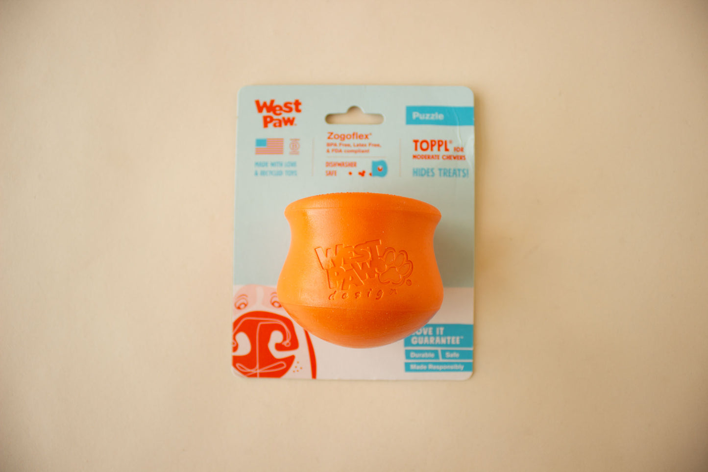Toppl® Puzzle Treat-Dispensing Slow Feeder Dog Toy: S / Tangerine