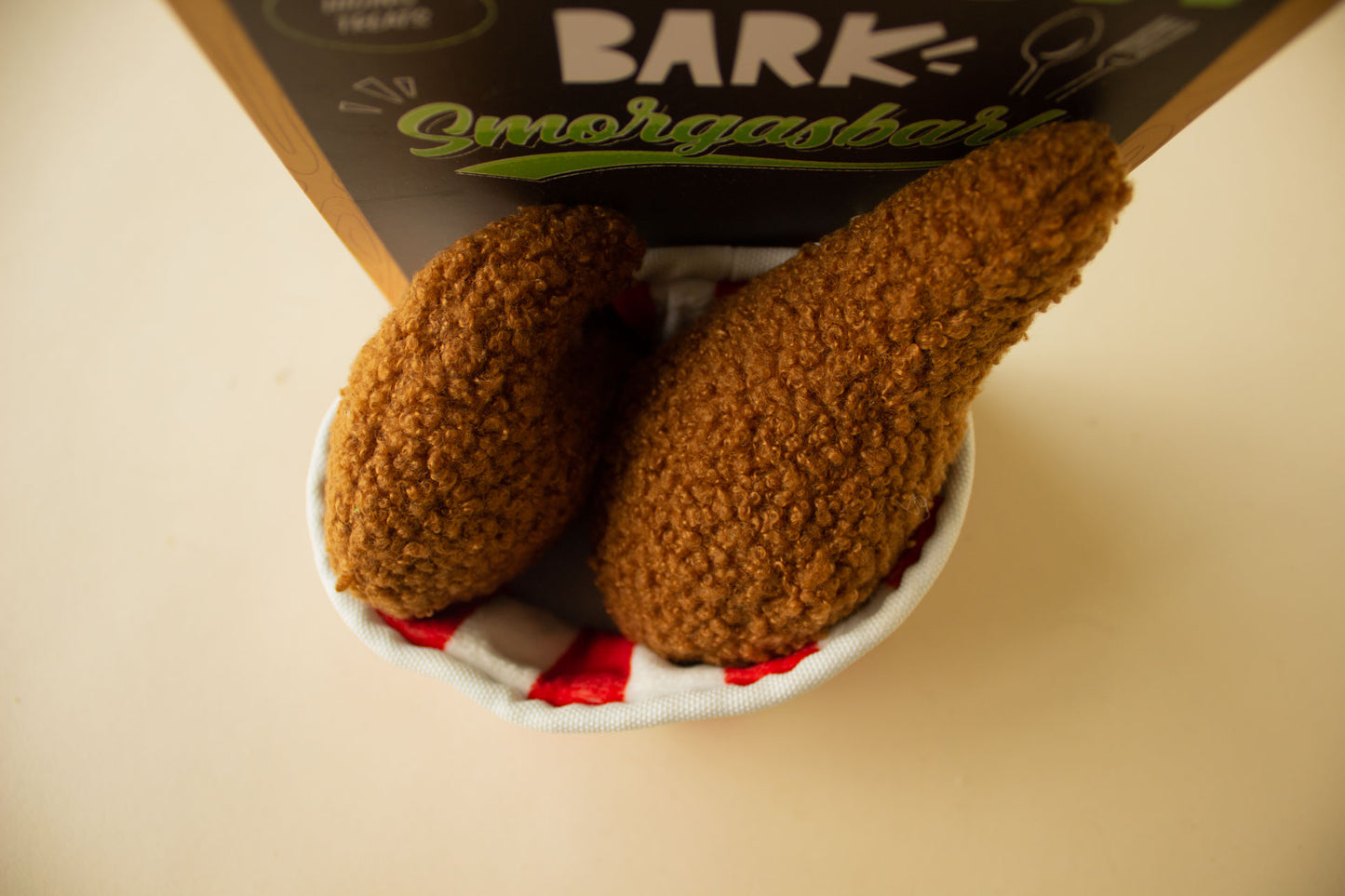 BARK Bucket O' Fried Licken Chicken Plush Food Dog Toy