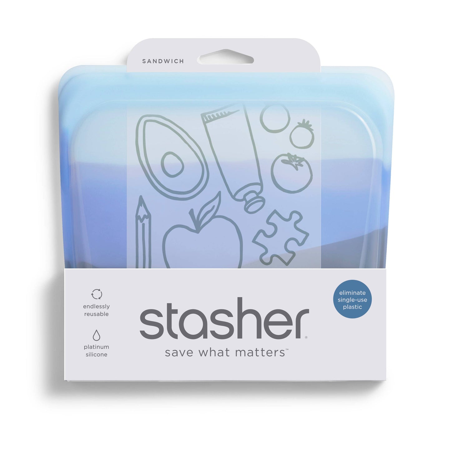 Sandwich-Sized Stasher Bag | Endangered Seas - Arctic / Antartic