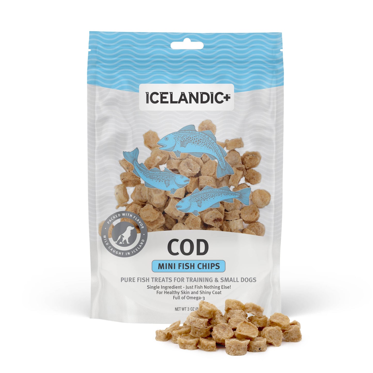 Mini Cod Fish Chip for Small Dogs 2.5-oz Bag | Icelandic+