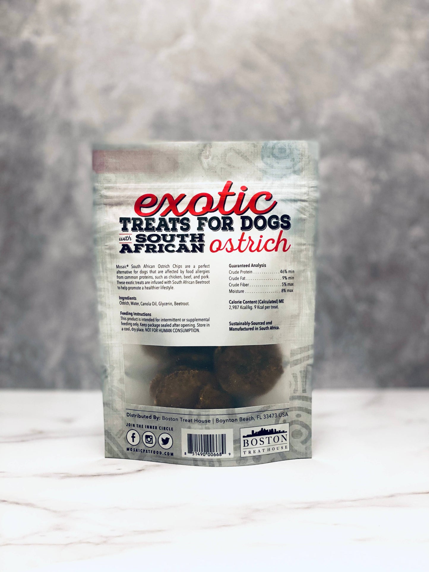 South African Ostrich Chips Infused with Beetroot 2.5 oz | Mosaic Pet Food