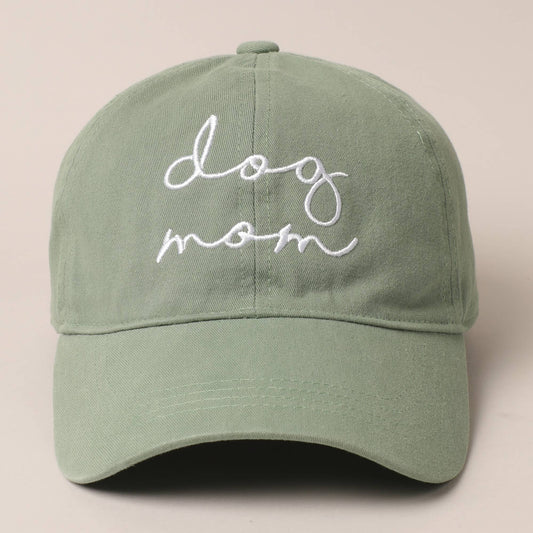 Dog Mom Lettering Embroidery Baseball Cap / SAGE