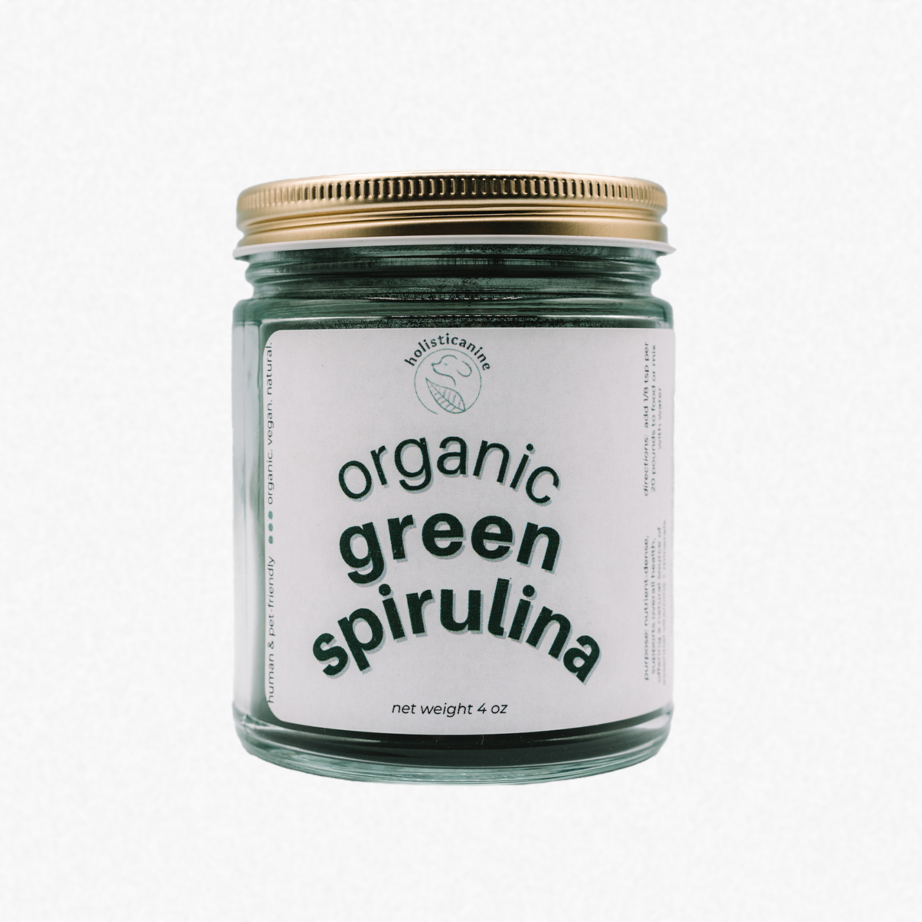 Organic Green Spirulina | Anti-Inflammatory and Antioxidant: Glass jar