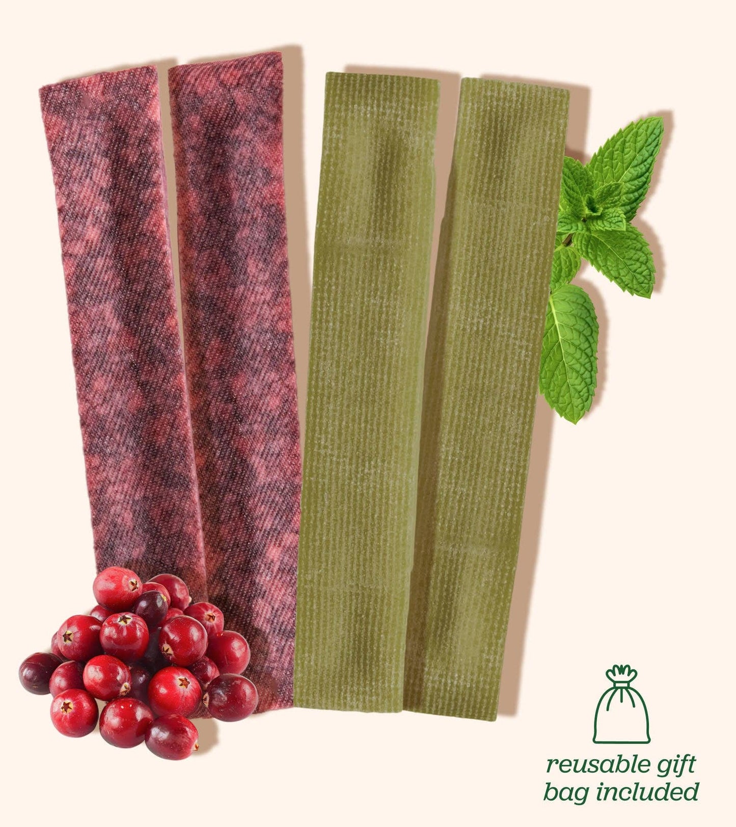 Cranberry & Mint Yak Chew Holiday Gift Set for Dogs | Downtown Barkery