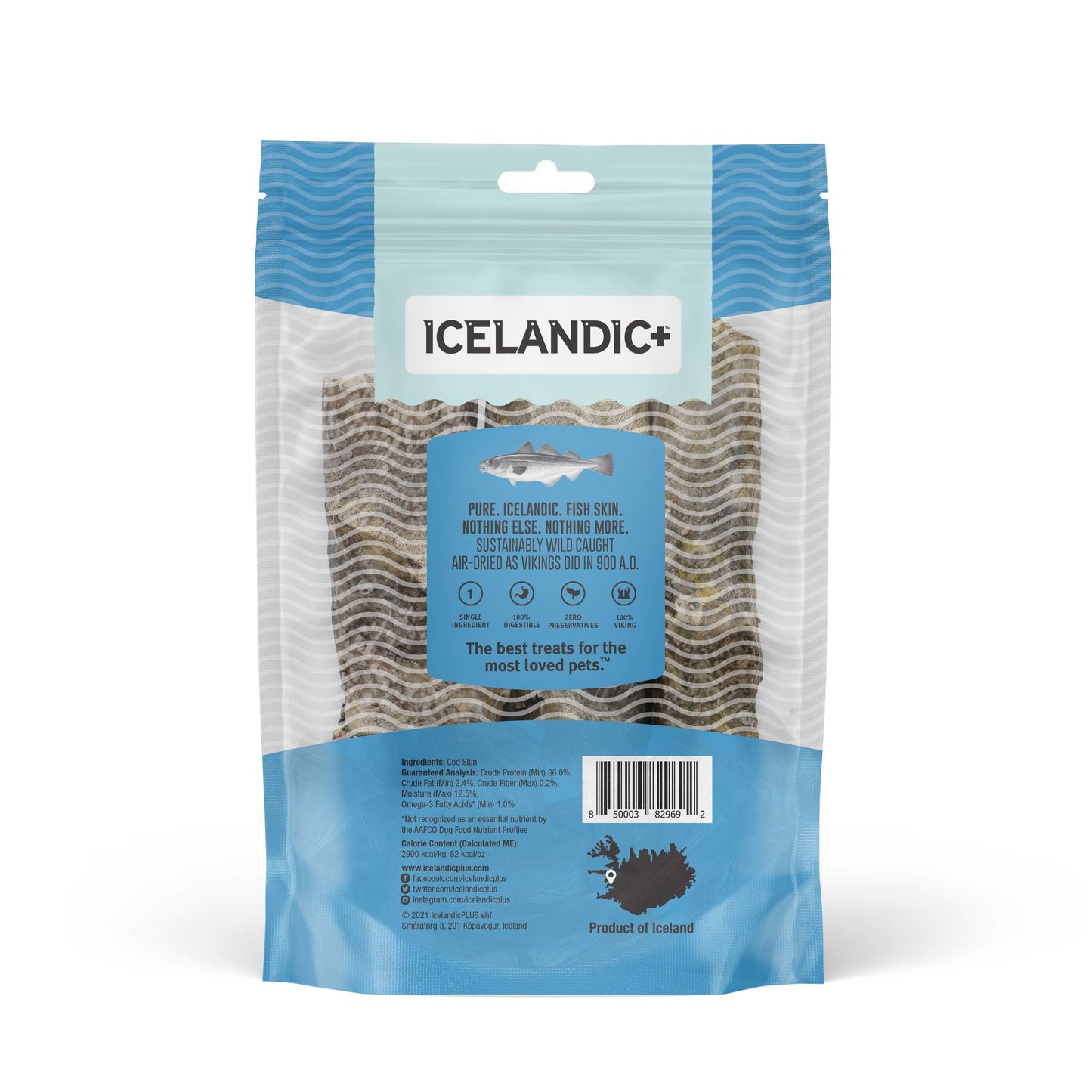 Hand Wrapped Cod Skin 5" Short Chew Stick 3-Pack | Icelandic+