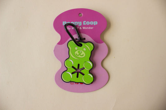 Green Gummy Bear Poopy Loop Used Dog Waste Bag Holder | Woof & Wonder