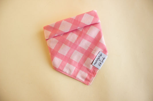 Pink Plaid Love Bandana | Tie On Style