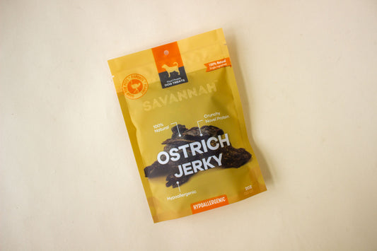 Ostrich Jerky Single-ingredient Novel Protein Dog Treat | Savannah Pet Food