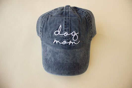 Dog Mom Lettering Embroidery Baseball Cap/ NAVY