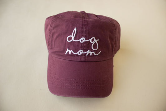 Dog Mom Lettering Embroidery Baseball Cap / PLUM