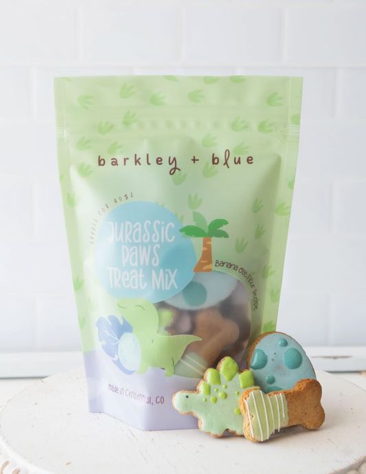 Jurassic Paws Treat Mix - Dinosaur Themed Dog Biscuit Treats | Barkley & Blue