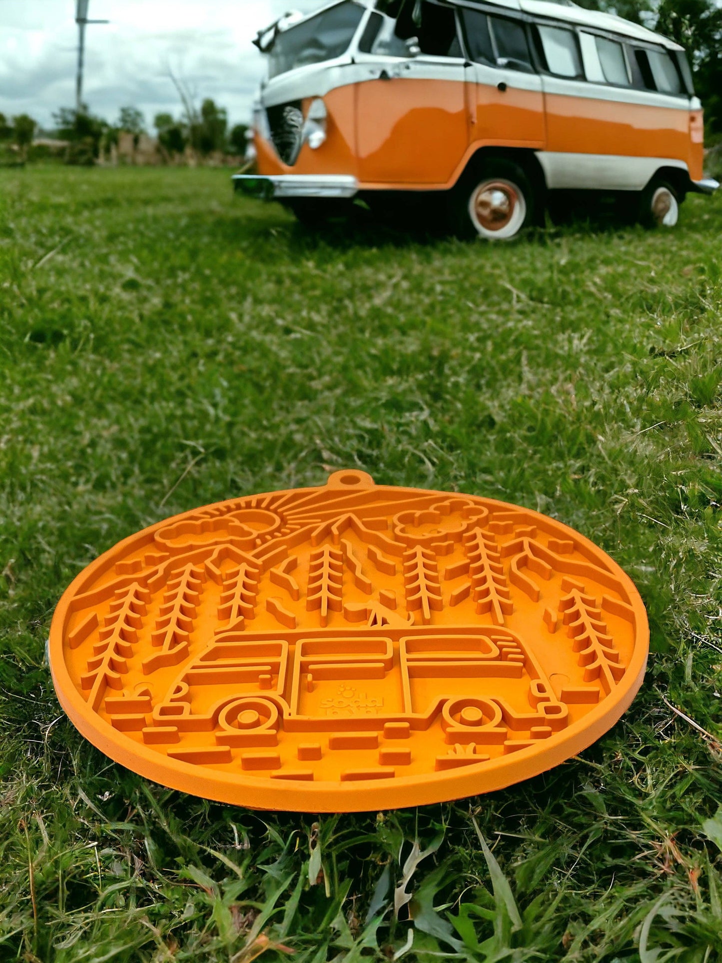 Camp eMat Enrichment Lick Mat With Suction Cups: Orange Camp E-Mat