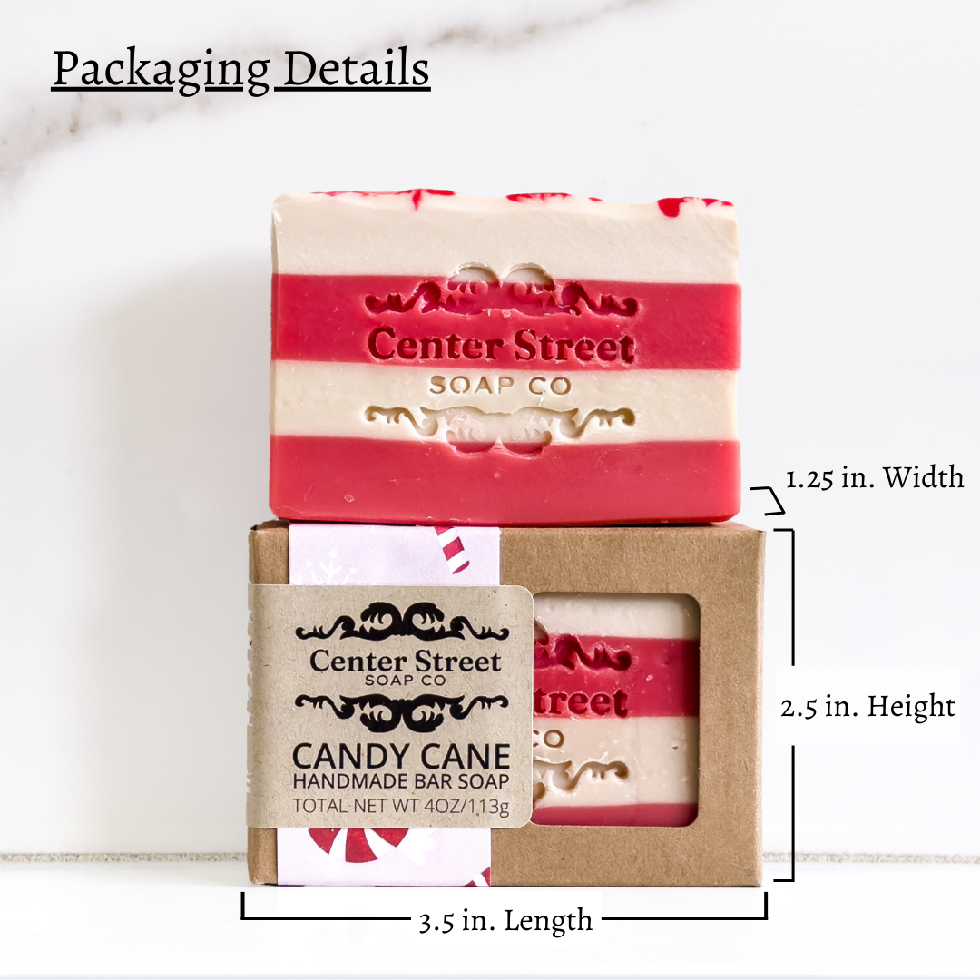 Candy Cane Handmade Bar Soap - 4oz