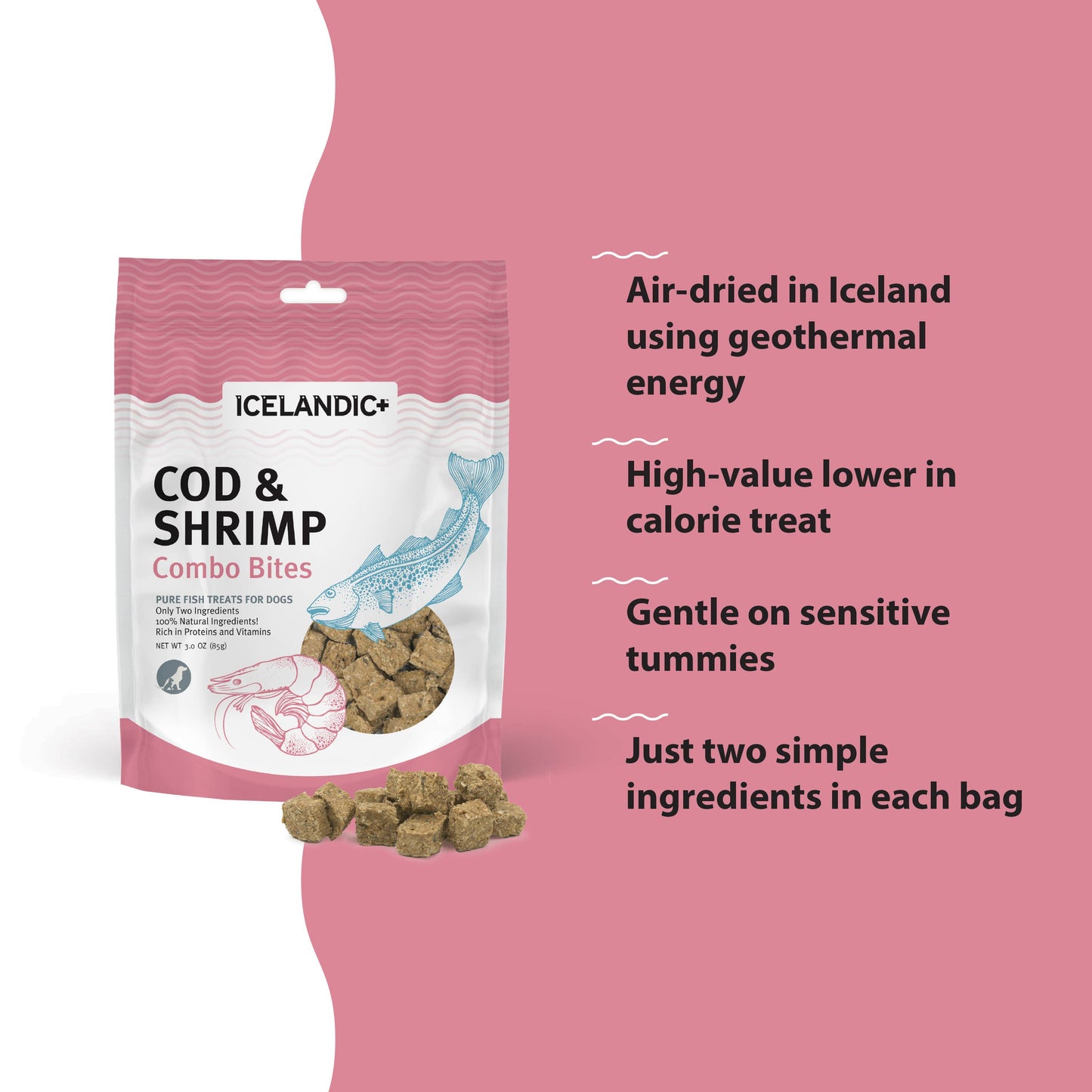 Cod & Shrimp Combo Bites Fish Dog Treat 3.0-oz | Icelandic+