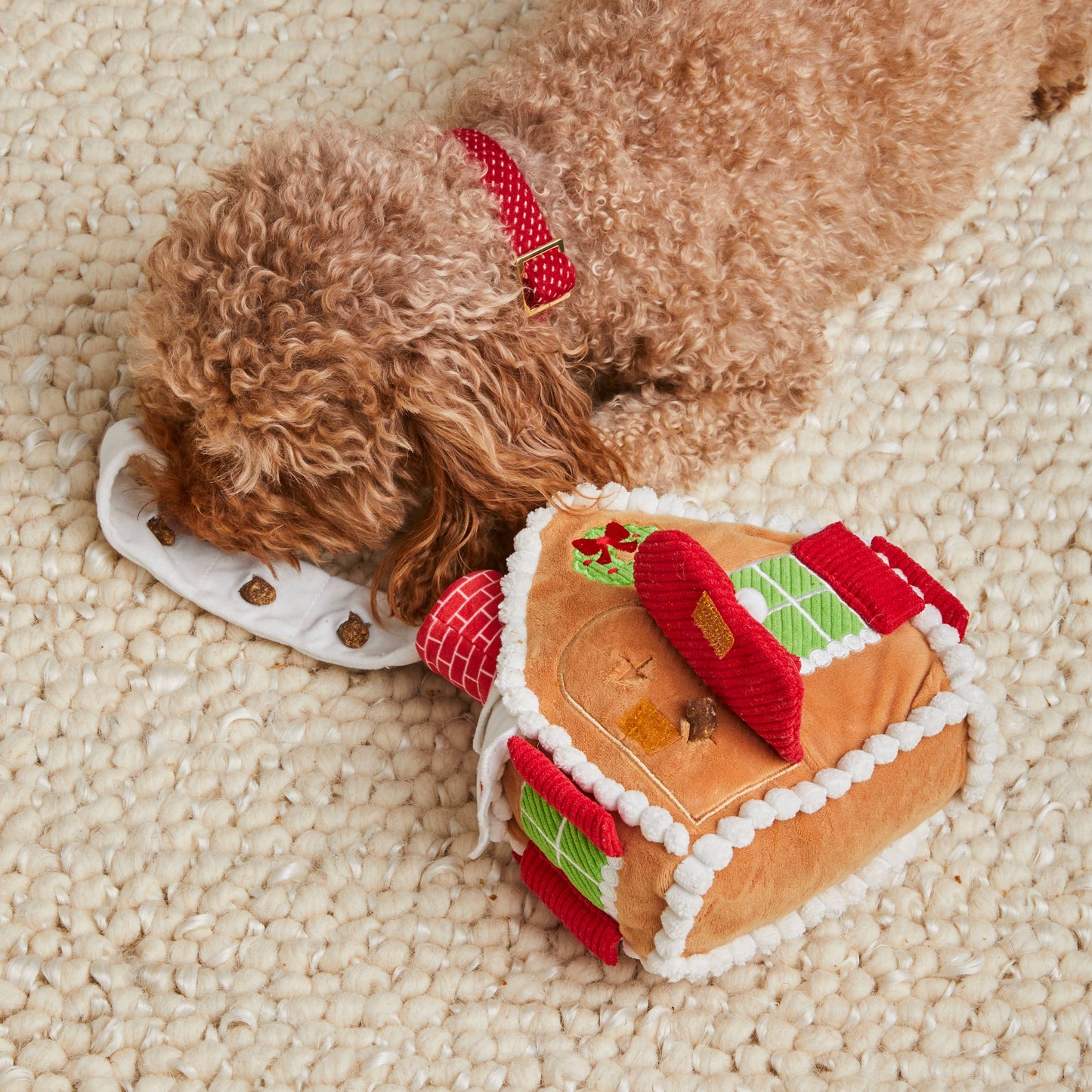 Gingerbread House Interactive Snuffle Dog Toy