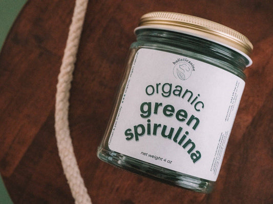 Organic Green Spirulina | Anti-Inflammatory and Antioxidant: Glass jar