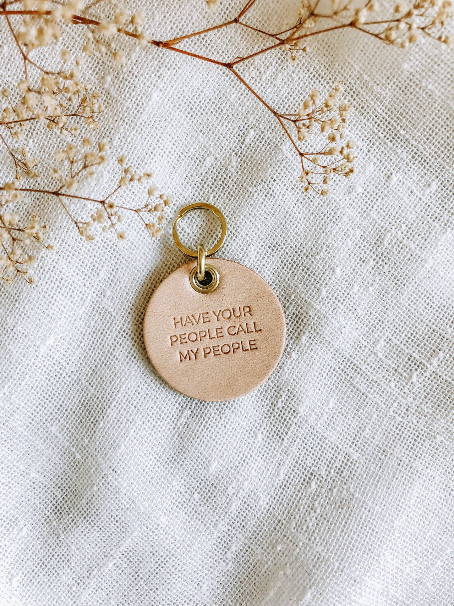 ‘Have Your People Call My People’ Leather Pet Collar Tag