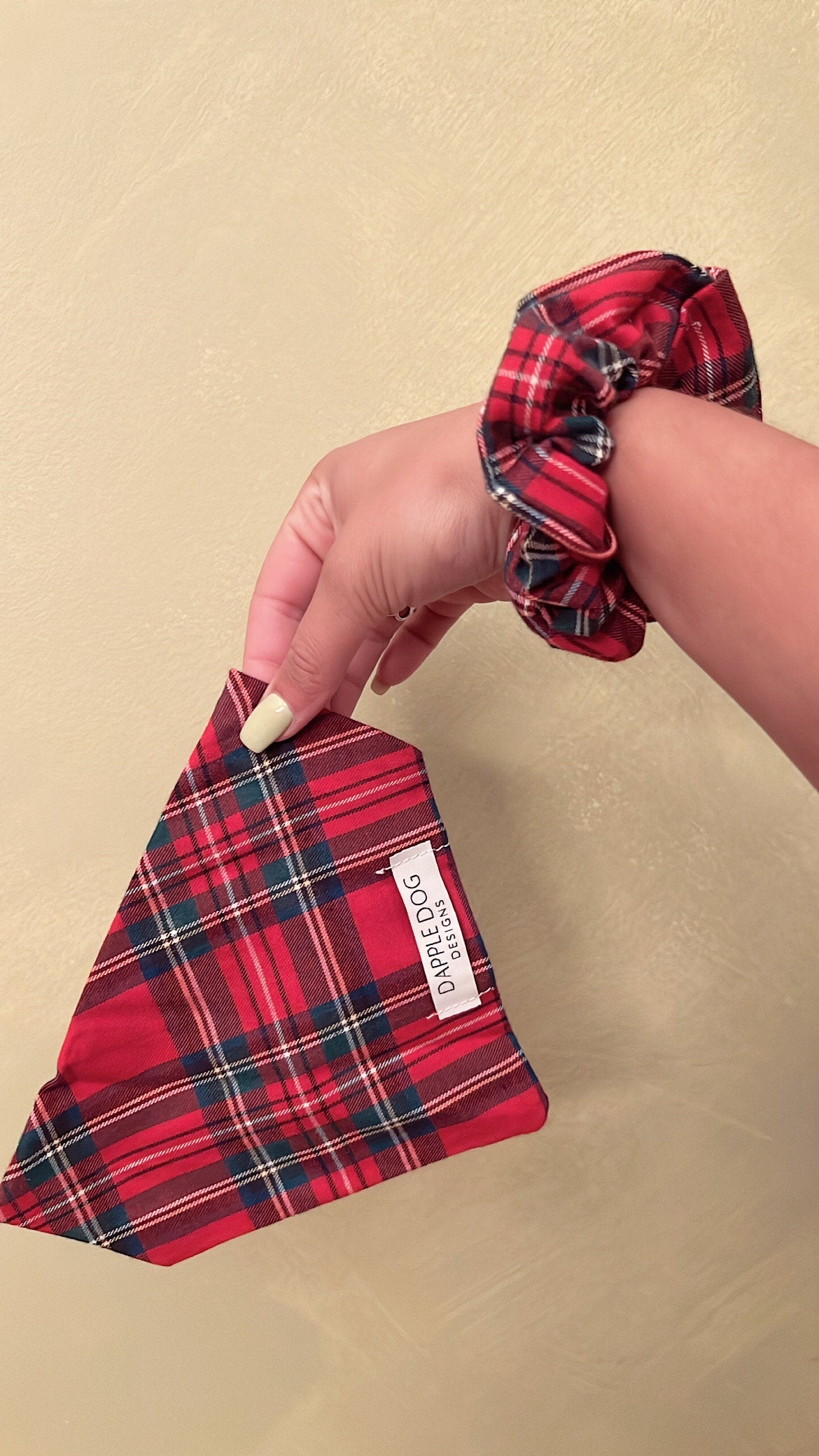 Red Plaid Matching Scrunchie